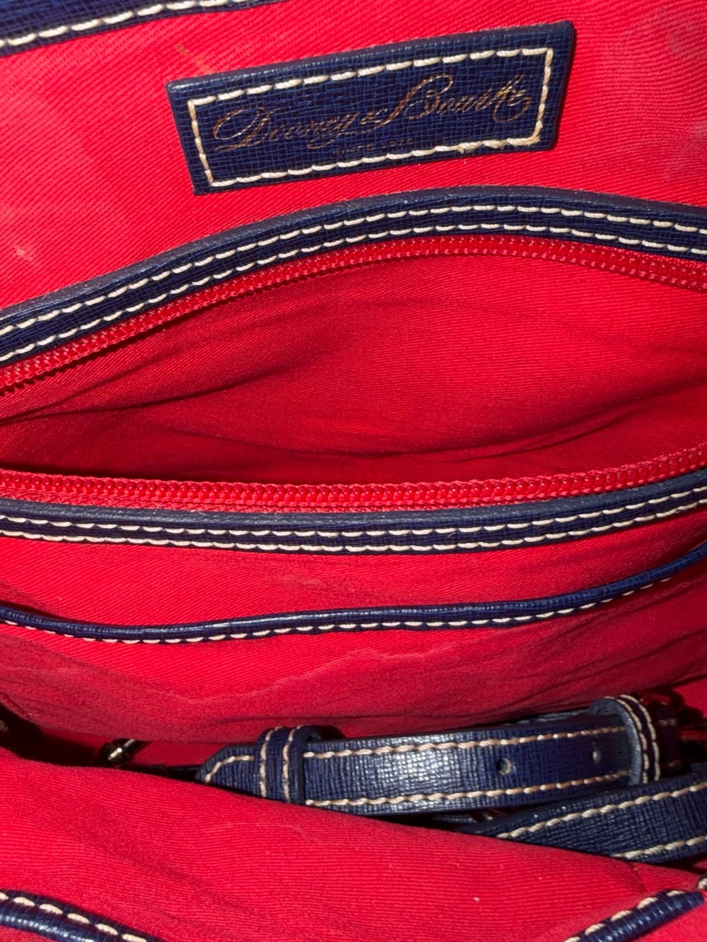 Dooney & Bourke Navy and Light Blue Chevron Satchel - Picture 7 of 10